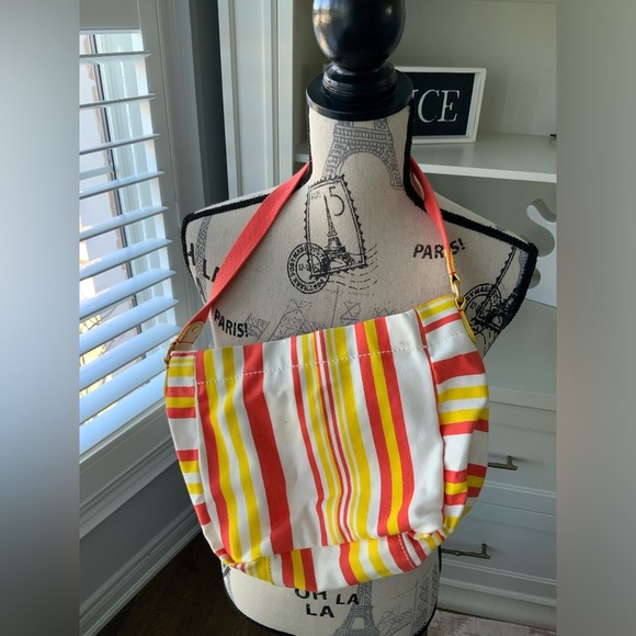 JUICY COUTURE Striped Yellow Orange Hobo Cotton Fabric Shoulder Bag BRAND NEW - Picture 13 of 16